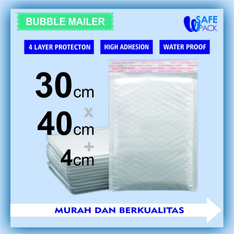 

amplop bubble mailer packing envelope polymailer packaging waterproof shockproof 30cm x 40cm warna putih white murah berkualitas