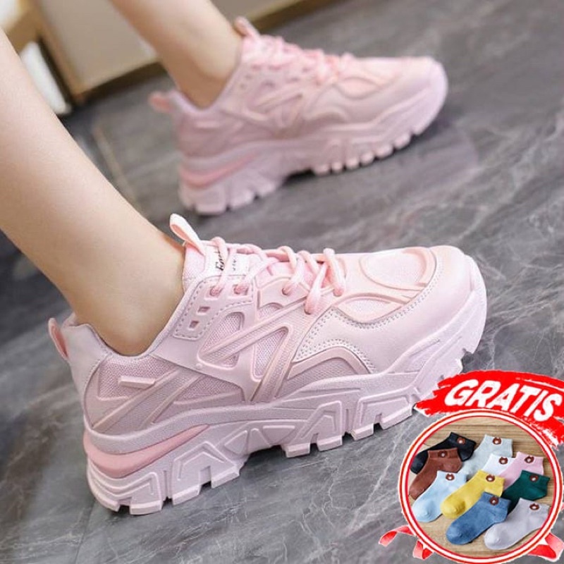 (FREE KAOS KAKI &amp; BOX) SN009 SEPATU SNEAKERS WANITA IMPORT KOREA FASHION