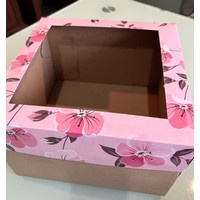 

3pcs dus warna pink motif design bunga kotak 25x25 roti kue cake tart roti bolu kukus chiffon chesee brownies cokelat hadiah ulang tahun
