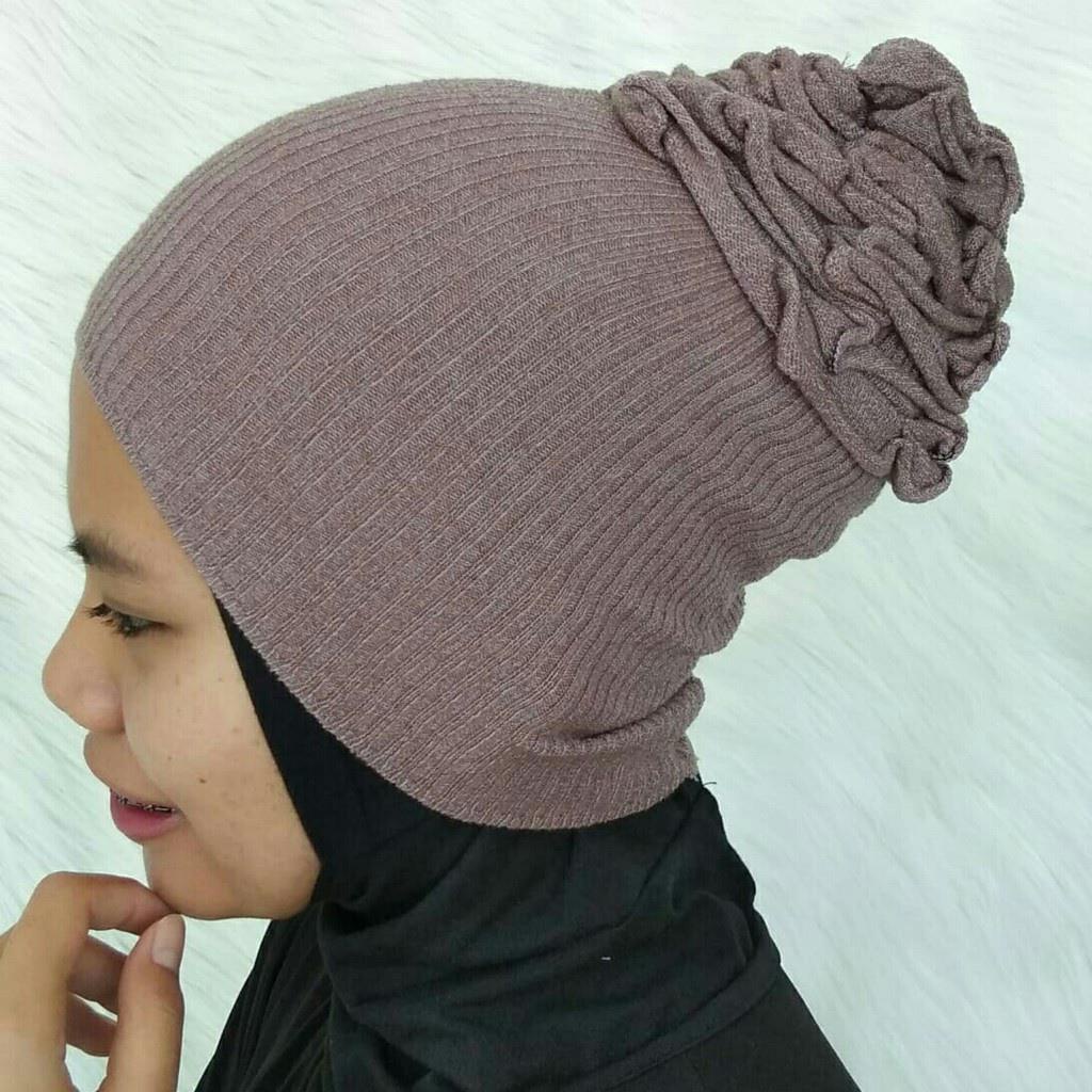 YA 867. Ciput rajut konde Inner Dalaman Hijab Kerudung Kupluk Cepol anpus