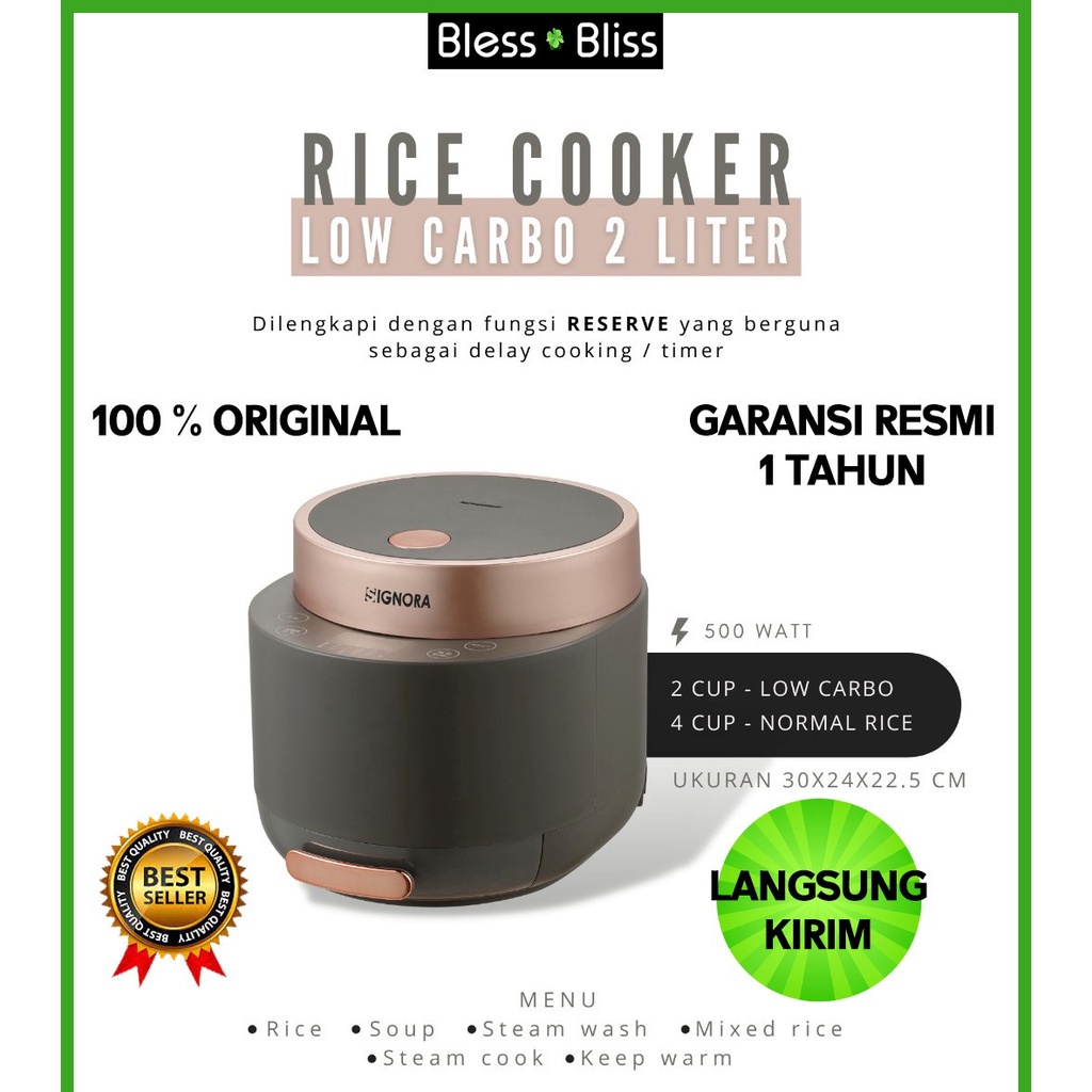 Jual Signora Rice Cooker Low Carbo 2 Litre dan Bonus Shopee Indonesia