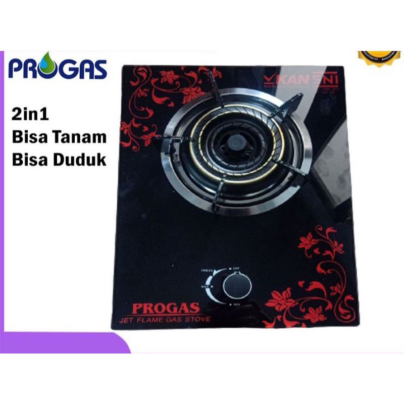 Progas , PG-569 , Kompor  1 &amp; 2 Tungku Gas Kaca Api Tornado