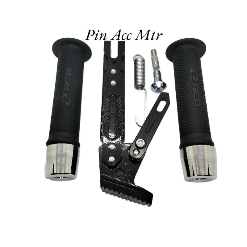 Paket Standar Samping Robot Stelan+Grip Rcb Hitam+Jalu stang crome universal motor semua motor bisa pasang