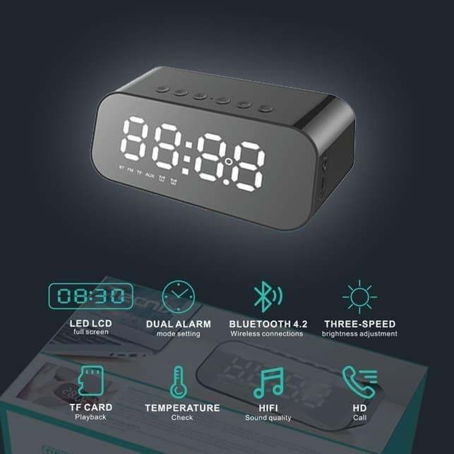 Terlaris TECNIX SPK-B014 Speaker Bluetooth Portable V5.0 Led Display Alarm Clock