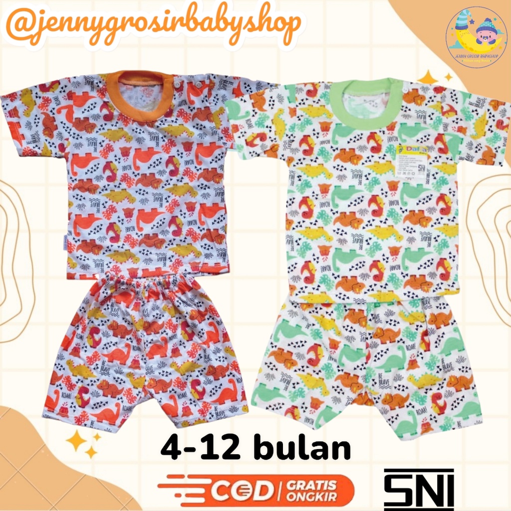 Setelan baju bayi laki laki perempuan lengan pendek usia 4-12 bulan
