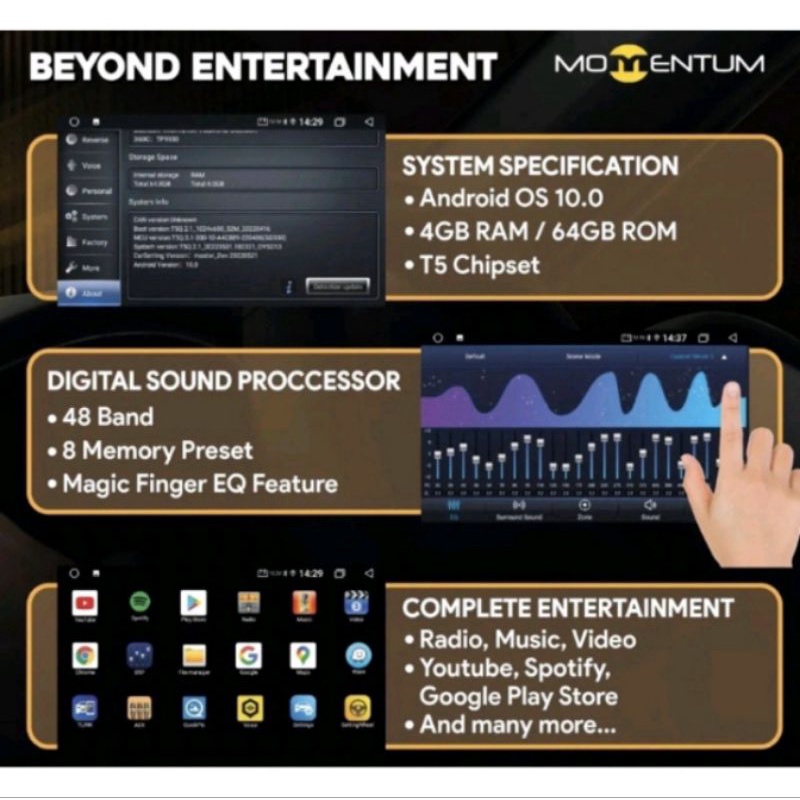 head unit Android 9 inch momentum MO 9166 ram 4/ 64 high quality