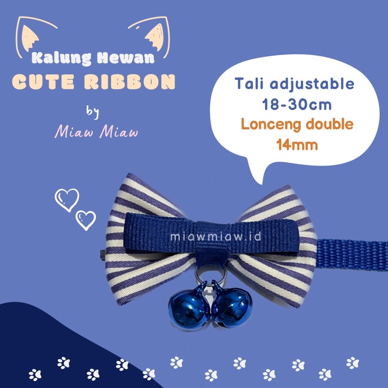 Kalung Kucing Pita Double Lonceng by Miaw Miaw