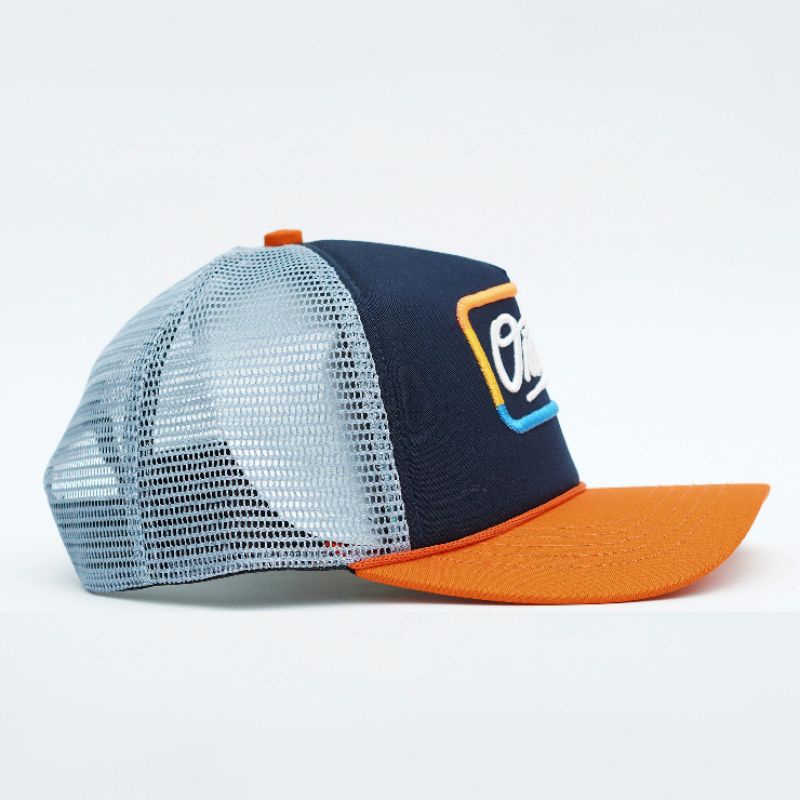 Omidoki Topi Trucker Hat Bordir Orange Navy Abu Muda