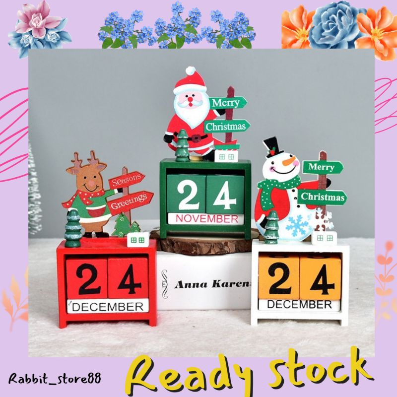 

RBT-Kalender Kayu Santa Rusa Deer Natal Christmas Pajangan Tukar Kado