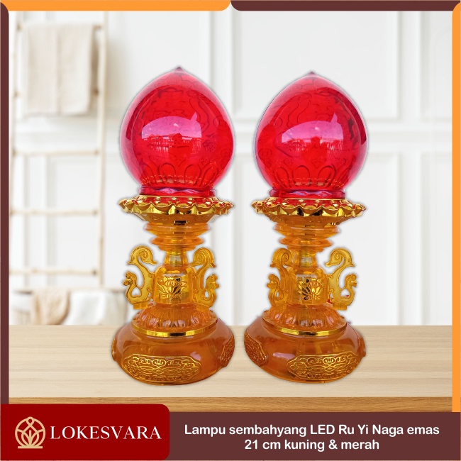 Lampu Sembahyang Altar Dekorasi LED Ru Yi Naga Emas 21cm