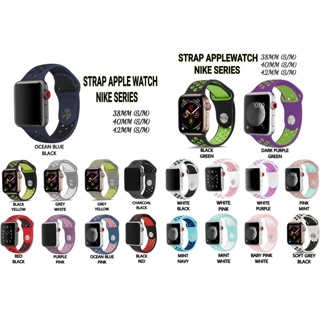 STRAP APPLE WATCH NIK* 42MM/44MM/45MM TALI S/M/L SERIES 1/2/3/4/5/6/SE/7 NIK STRAP SPORT BAND TALI IWATCH