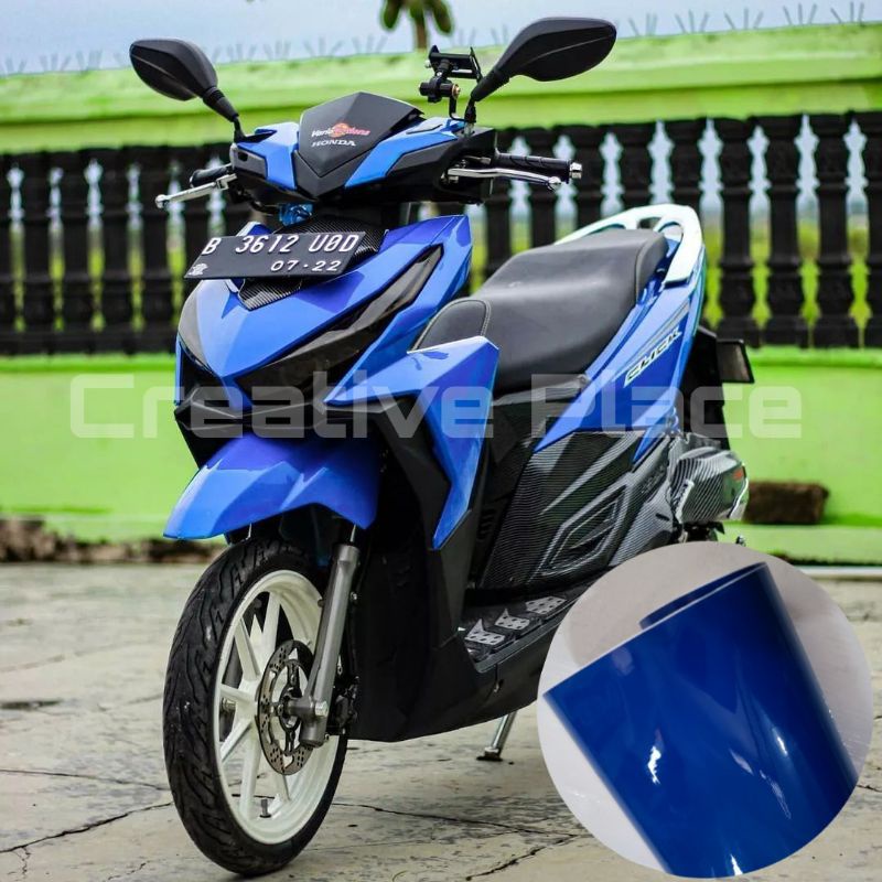 sticker skotlet biru tua glossy skotlet biru tua mengkilat