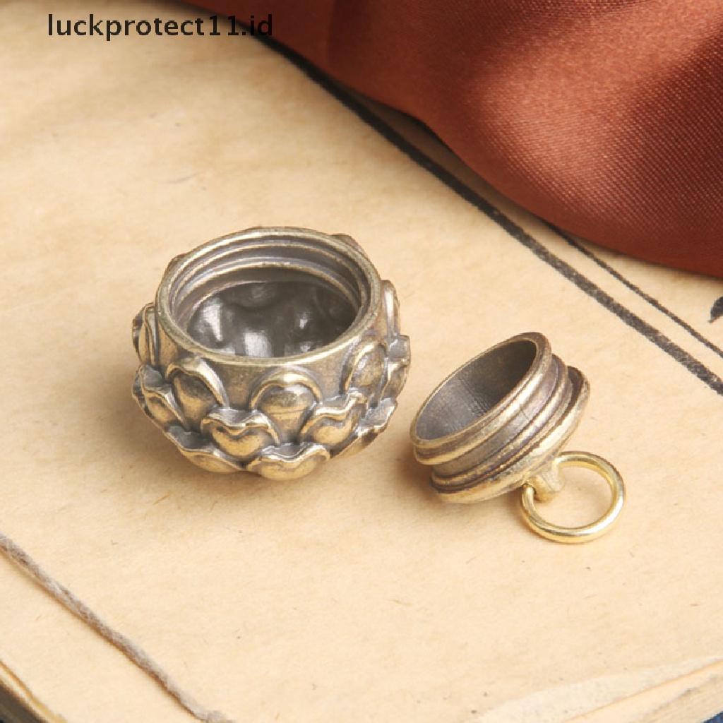 /Fashion Hot//// Kuningan Lotus Ch Tempat Dupa Lucky Key Chain Liontin Pill Wadah Botol.