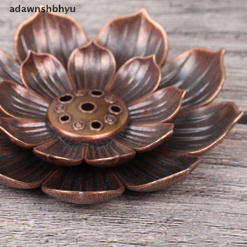 Adawnshbhyu Alloy Tempat Bakar Dupa Stick Holder Plate Burner Plate Buddhism Coil Lotus Censer ID