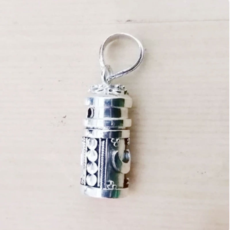 Liontin Tabung Perak 925 sterling silver handmade Prayer Box