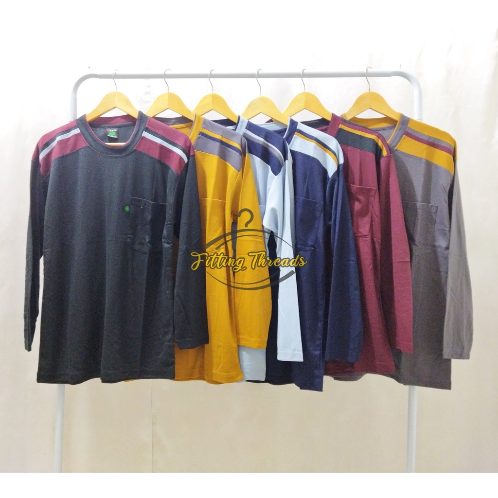 Kaos Polos Pria Dewasa / Kaos Cowok Lengan Panjang / Atasan Kaos Oblong Polos Lengan Panjang Laki Laki