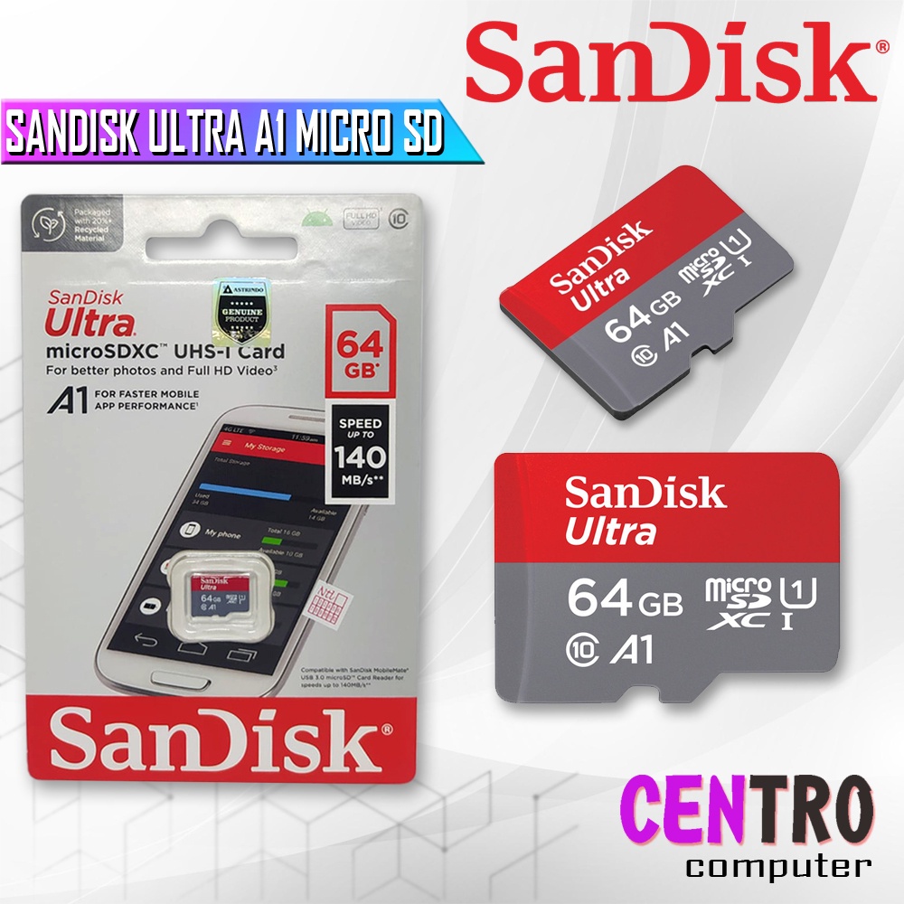 Jual SANDISK ULTRA A1 MICRO SD CARD 64GB 140Mbps Shopee Indonesia