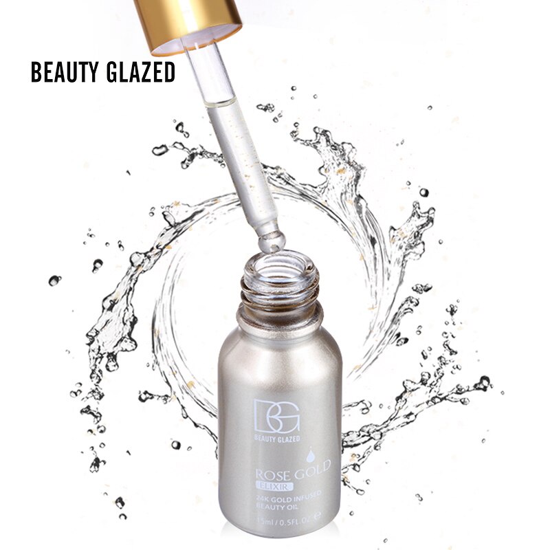 Beauty Glazed Rosegold Elixir 24K Infused Beauty Oil Serum Gold Serum Moisturizer Serum Anti Aging Serum Beauty Glazed