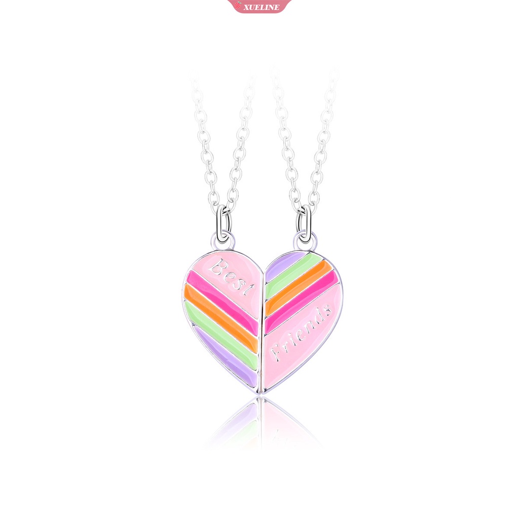 2pcs/set Cinta Anak Pelangi Kalung magnet Batu Hati Kalung Sahabat Liontin Hadiah Hari Valentine [ZXL]