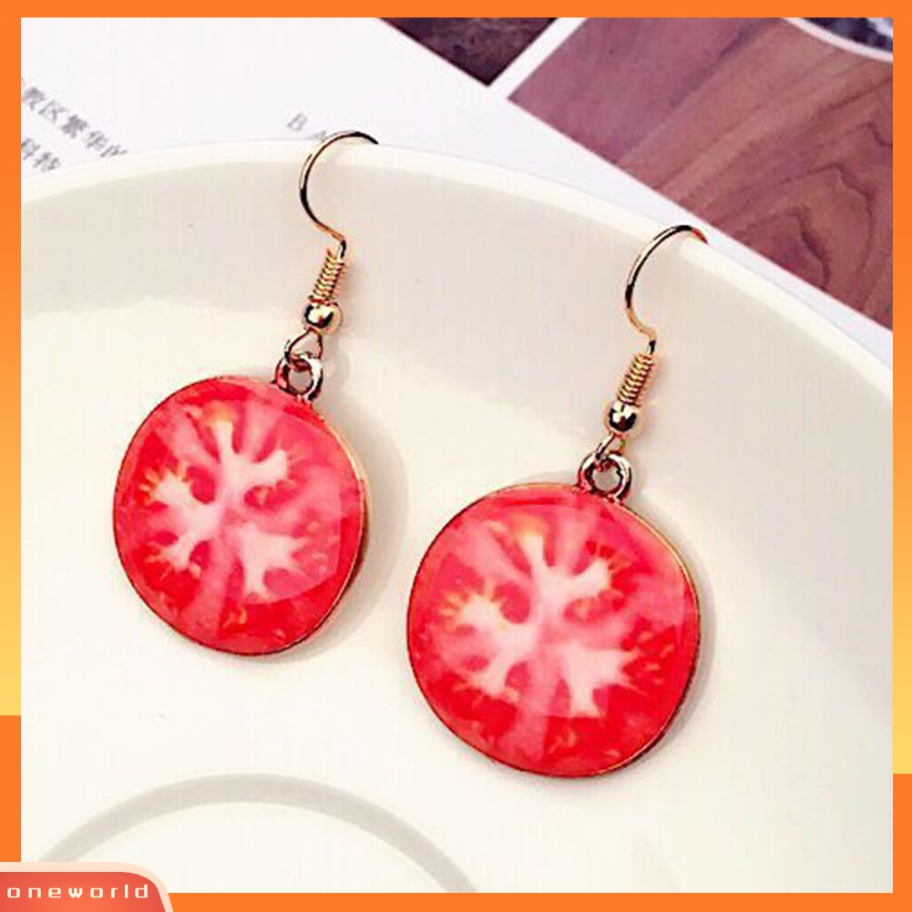 [WONE] Semangka Strawberry Orange Lucu Buah Liontin Wanita Kait Anting Perhiasan