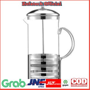 Duolvqi French Press Manual Coffee Maker Pot Stripe Pattern 600ml - KG72I - Silver