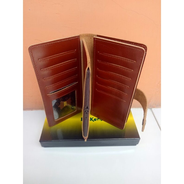 dompet panjang tali kancing hitam coklat asli kulit tanggulangin