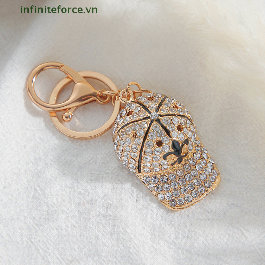 [INVN] Fashion Berlian Imitasi Kristal Pesona Topi Gantungan Kunci Wanita Perhiasan Tas Liontin Gantungan Kunci Hadiah [VN]