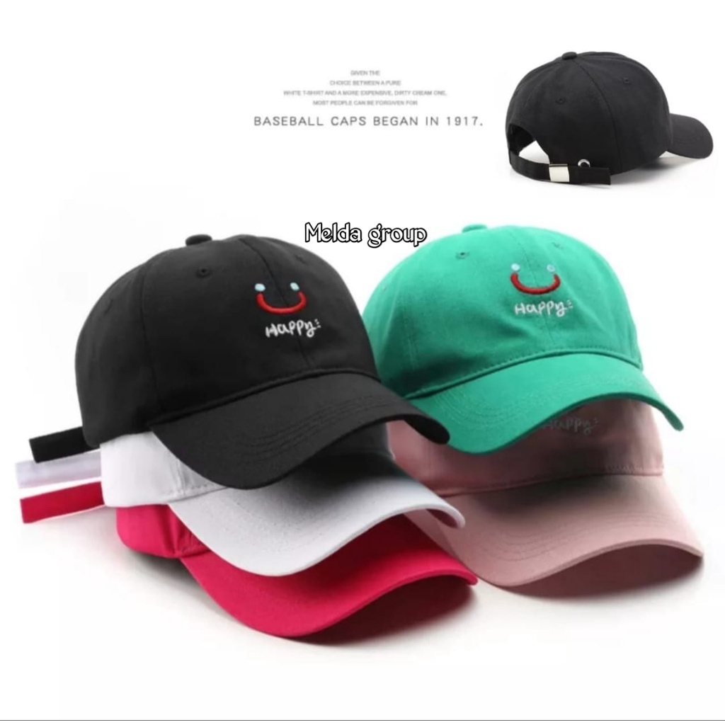 Termurah Topi Baseball Pria Wanita Cap Smile Happy Topi Distri Kekinian Paling Keren