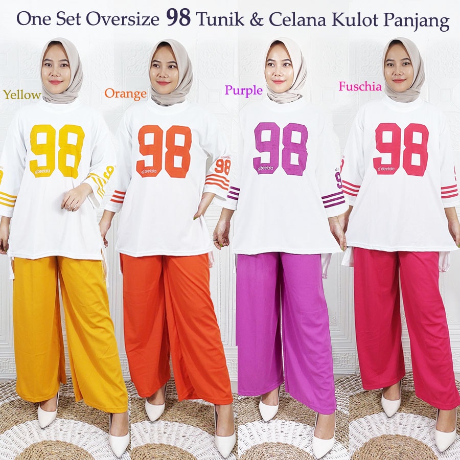 ONE SET 98 OVERSIZE TUNIK DAN CELANA KULOT PANJANG WANITA SOLEHA GL FASHION