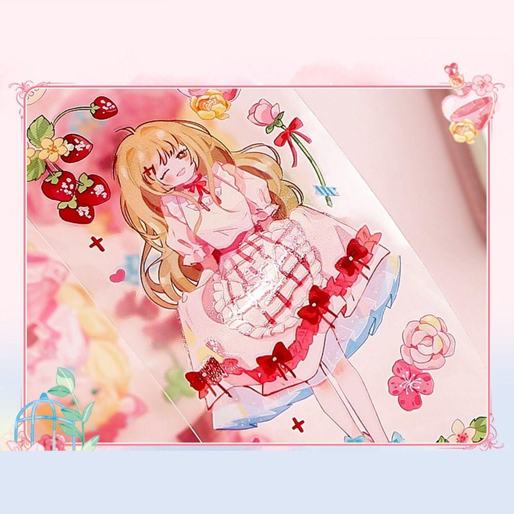 Lanfy Album Stiker Hias Kawaii 2m Scrapbooking Vigorous Girl Series Murid Romantis DIY PET Tapes