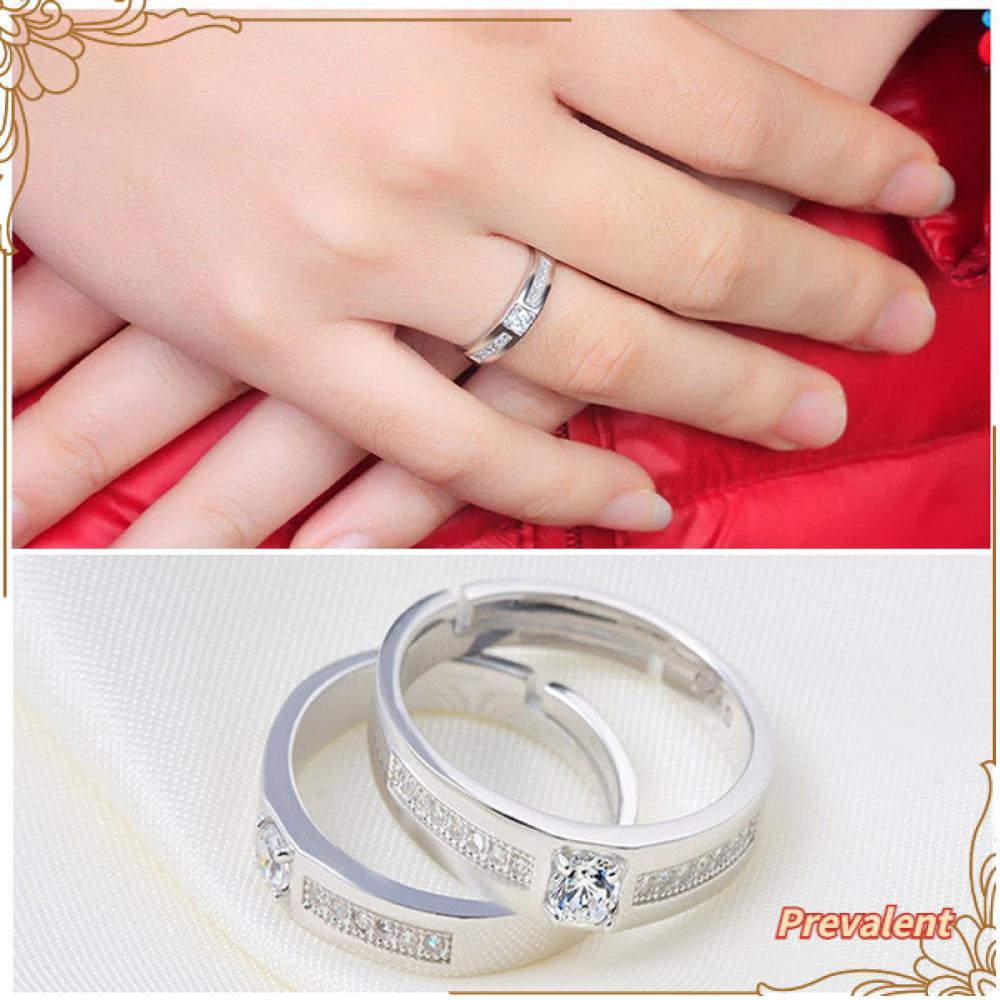 Preva Cincin Jari Wanita Pria Fashion Pembukaan Adjustable Lapis Perak Kristal