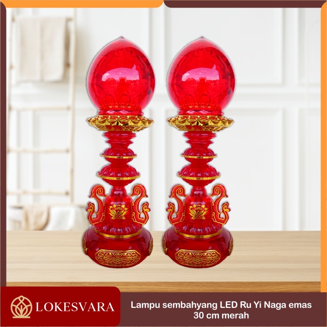 Lampu Sembahyang Altar Dekorasi LED Ru Yi Naga Emas 30cm