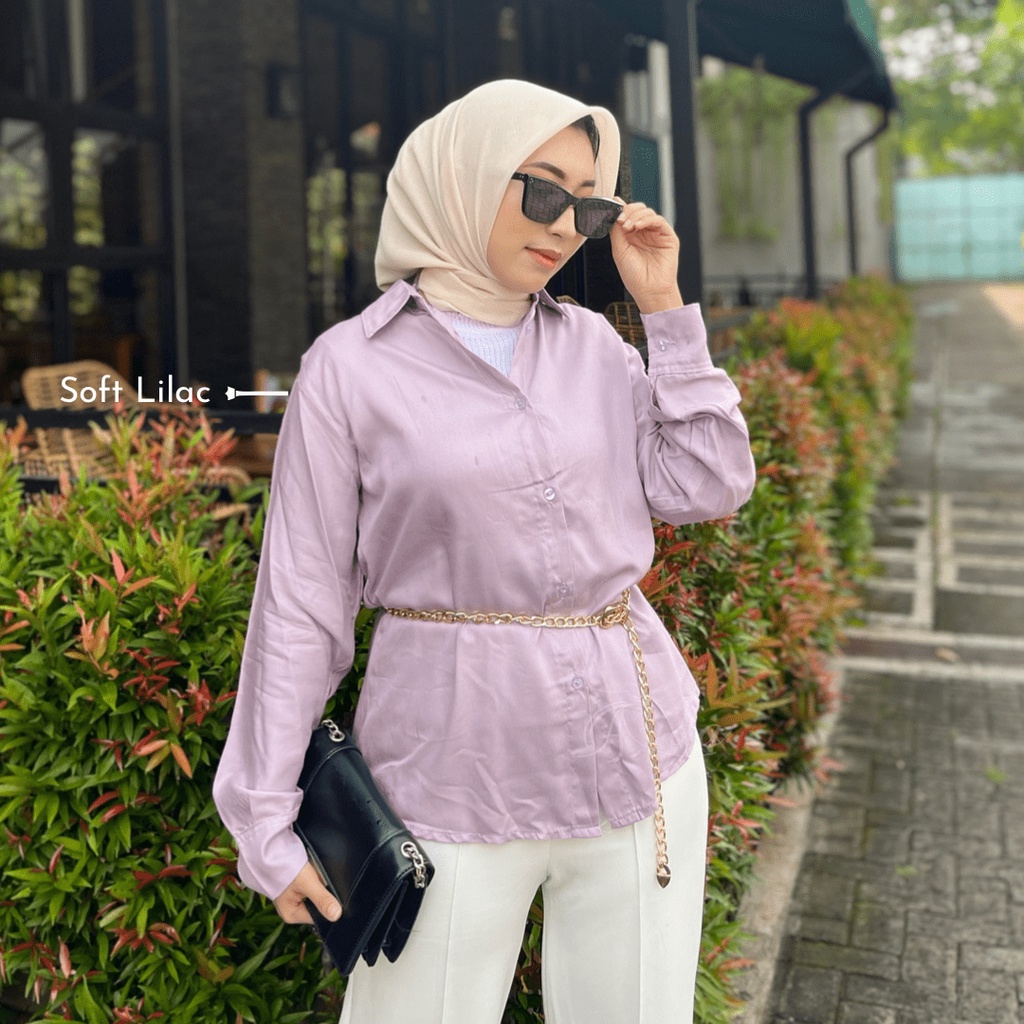 Emily Kemeja Rayon Polos Tanpa Saku Premium