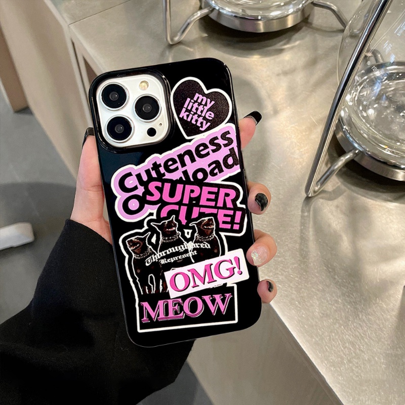 IPHONE Ins Trendy Stiker Label Case Kompatibel Untuk Iphone11 14 13 12 Pro Max XR 78 Plus X XS Max SE 2020lembut Tpu Silicon Glossy Halus Phone Cover