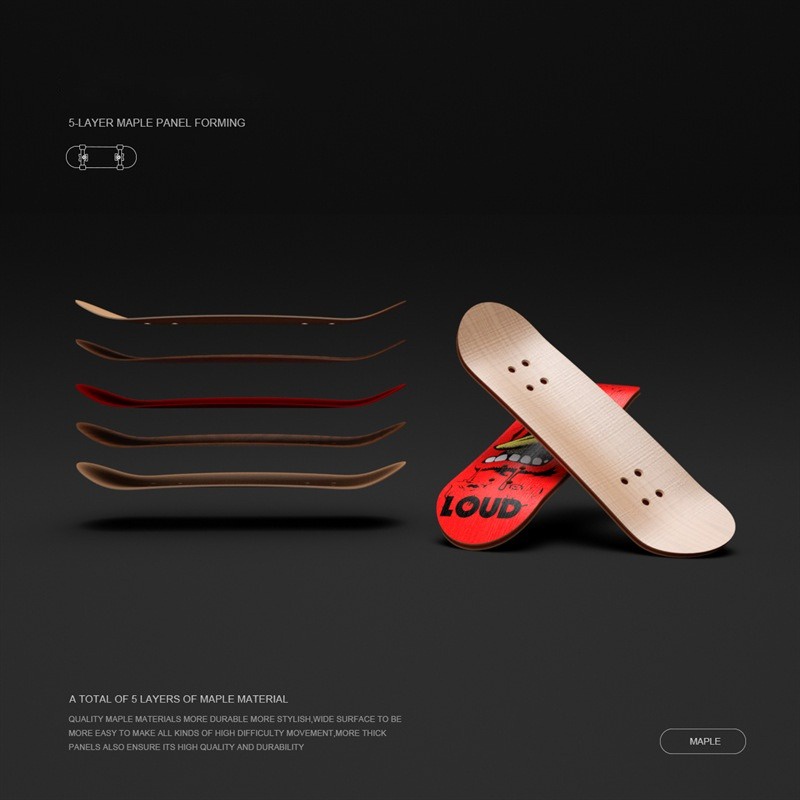 Finger Skateboard Mainan Kayu Profesional Fingerboard Mini Set Lengkap 5layer Board Deck Skateboard Jari Mainan Edukasi
