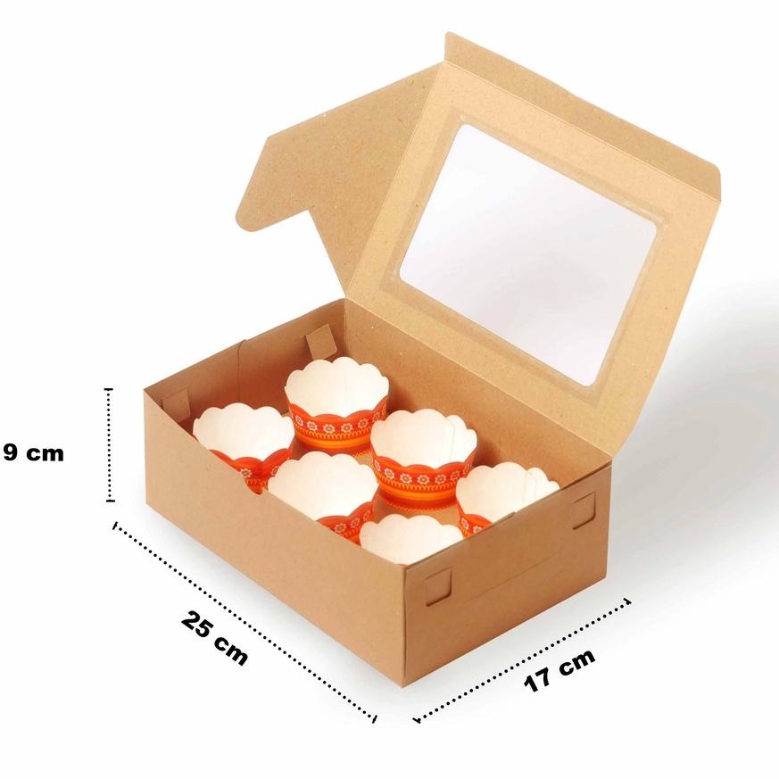 

(H-Z9Z-✔) 2517 Kardus Cupcake Box isi 6 25x17x9 cm - Box Kue Snack- dus cake pudding kuetart roti donat murah