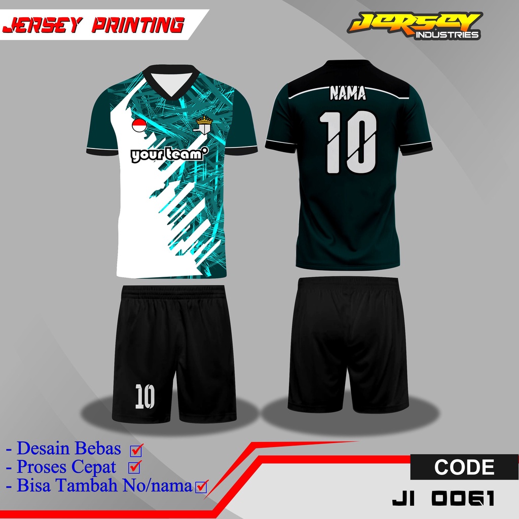 Jersey Olahraga Sepak Bola Full Printing, Baju Jersey Team Sepak Bola Desain Simple, Bisa Request De