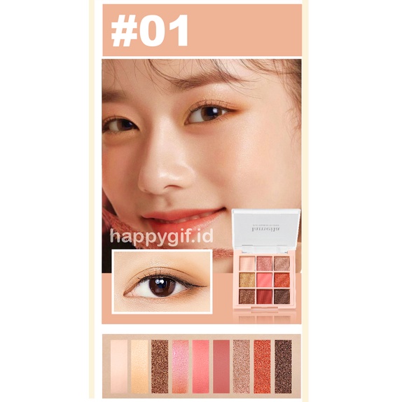 LAMEILA 9 Colors New Eyeshadow Free Kuas Pallete Waterproof LA209 5194