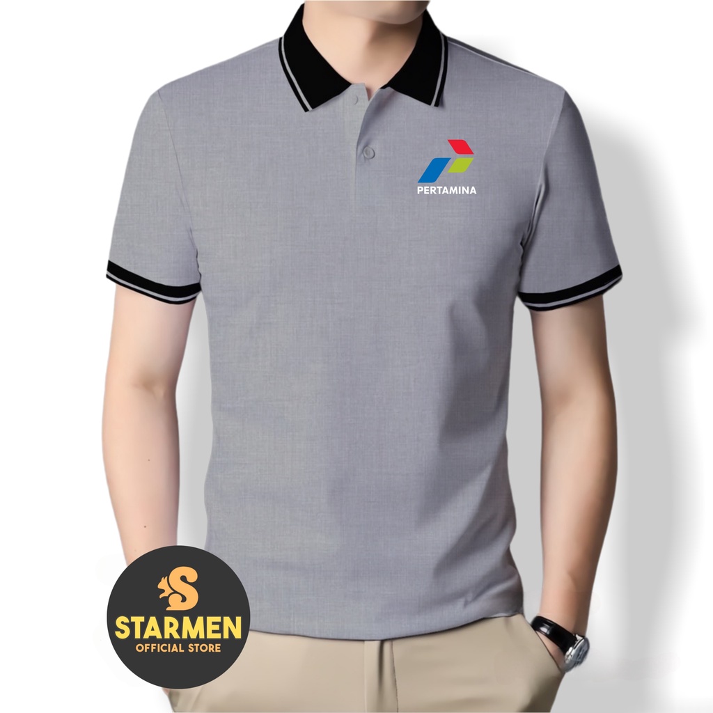 Kaos Polo Atasan Tshirt Pria Kerah Wangki Big List LOGO PERTAMlNA