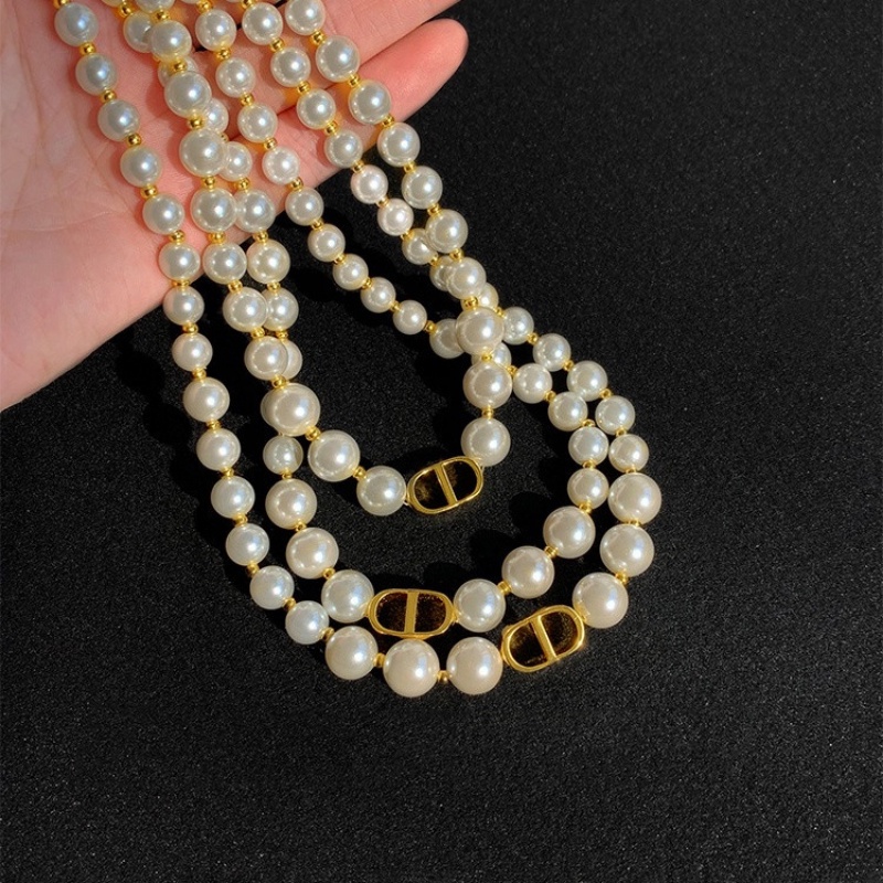 Set Kalung Anting Mutiara CD Fashion Hip Hop Untuk Wanita