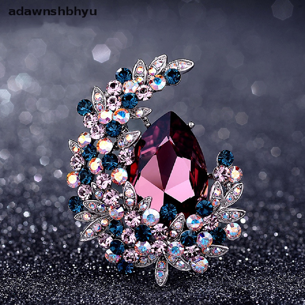 Adawnshbhyu Tetesan Air Hujan Kristal Bulan Brooche Fashion Elegant Alloy Brooch ID