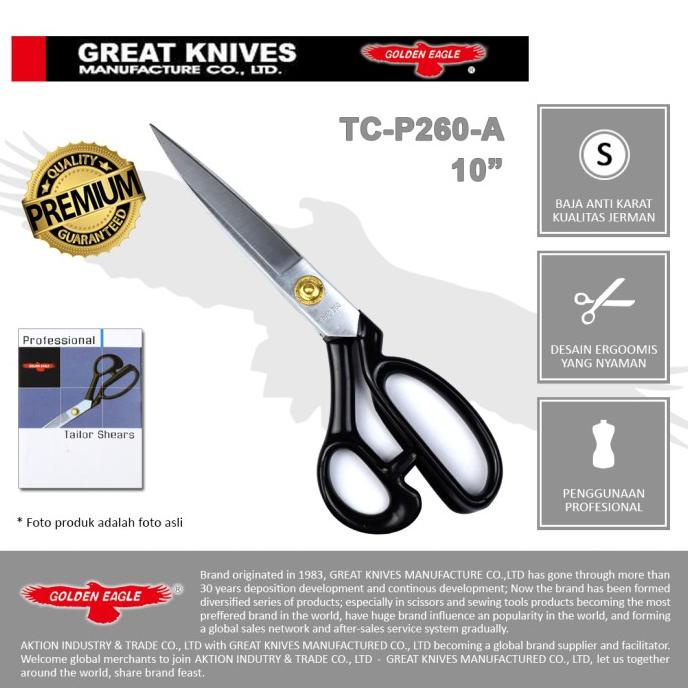 

Gunting Potong Bahan Kain Professional Golden Eagle 10 inch TC-P260-A