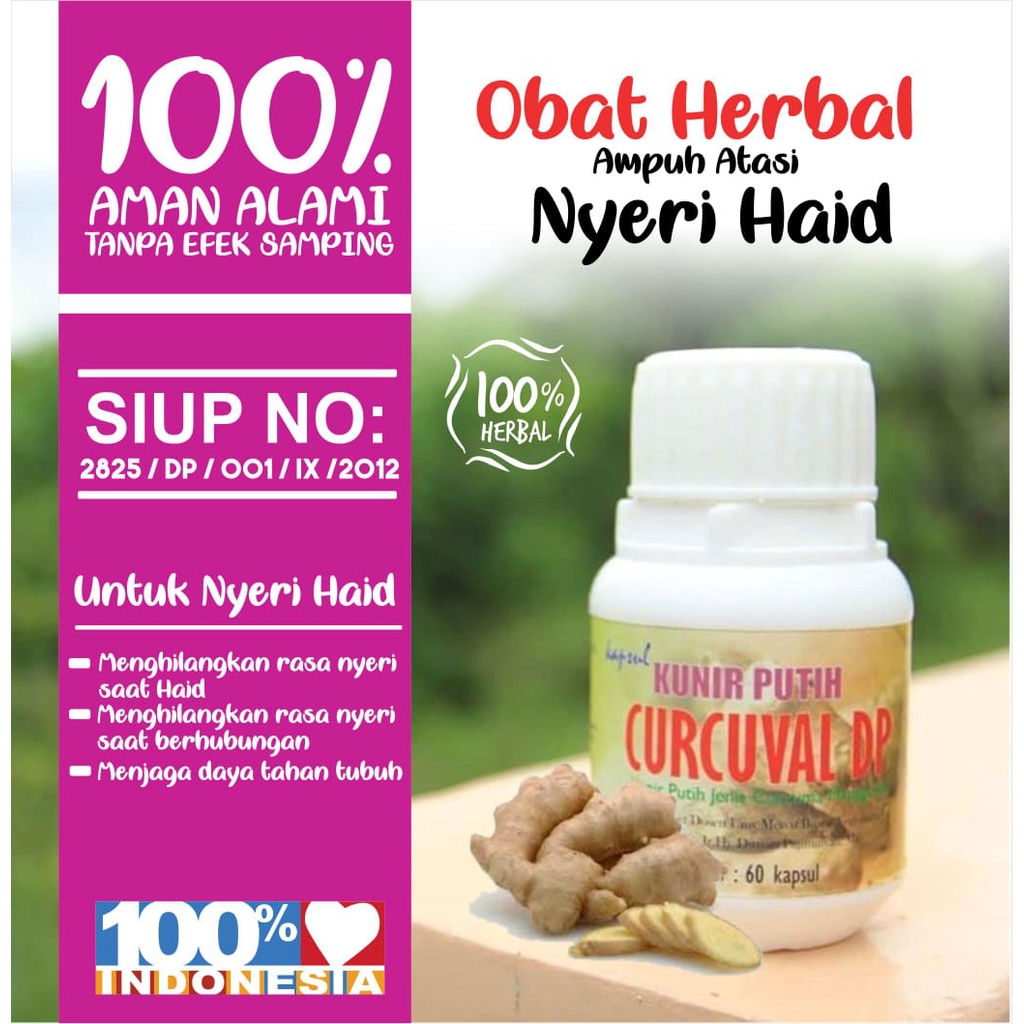 Herbal Nyeri Haid Kunir Putih Curcuval DP Paket 3 Botol