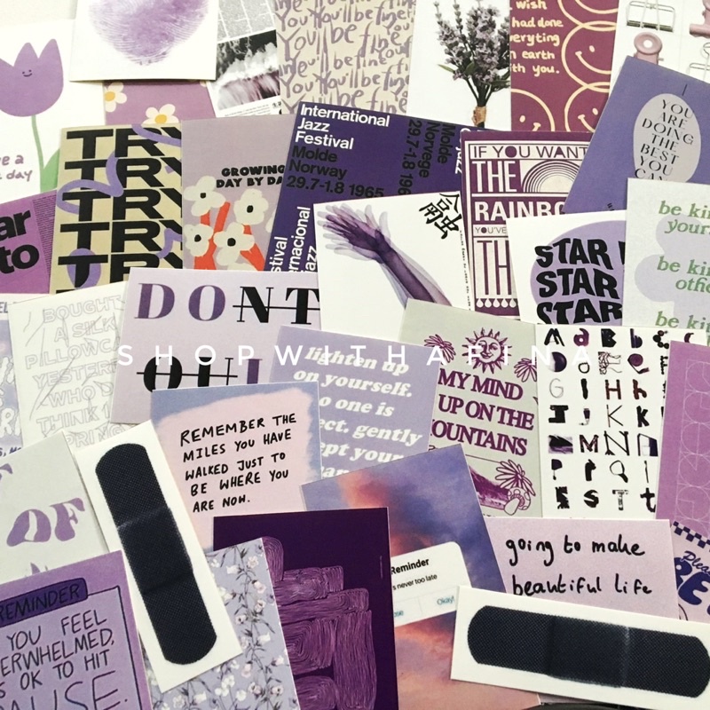 

Sticker Aesthetic | 40++ pcs Aesthetic Typography Purple - Yourself Matters Edition Sticker Set | Korean Journal/Scrap Diary Material | SHOPWITHAFINA