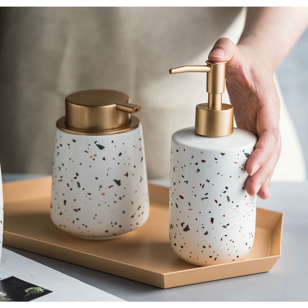 Wadah Botol Sabun Cair motif Terazzo - Soap Dispenser Terazzo - Soap Bottle