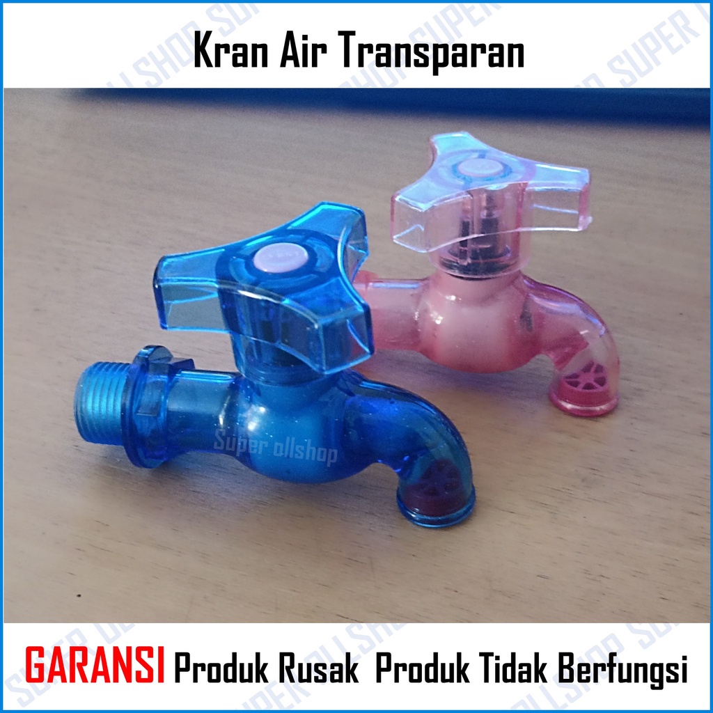 Kran Tembok PVC Transparan 1/2&quot; Inch 3/4 Inch / Keran Air Plastik / Kran Air Bening Baling Segi 3/ Kran Keran Tembok Baling