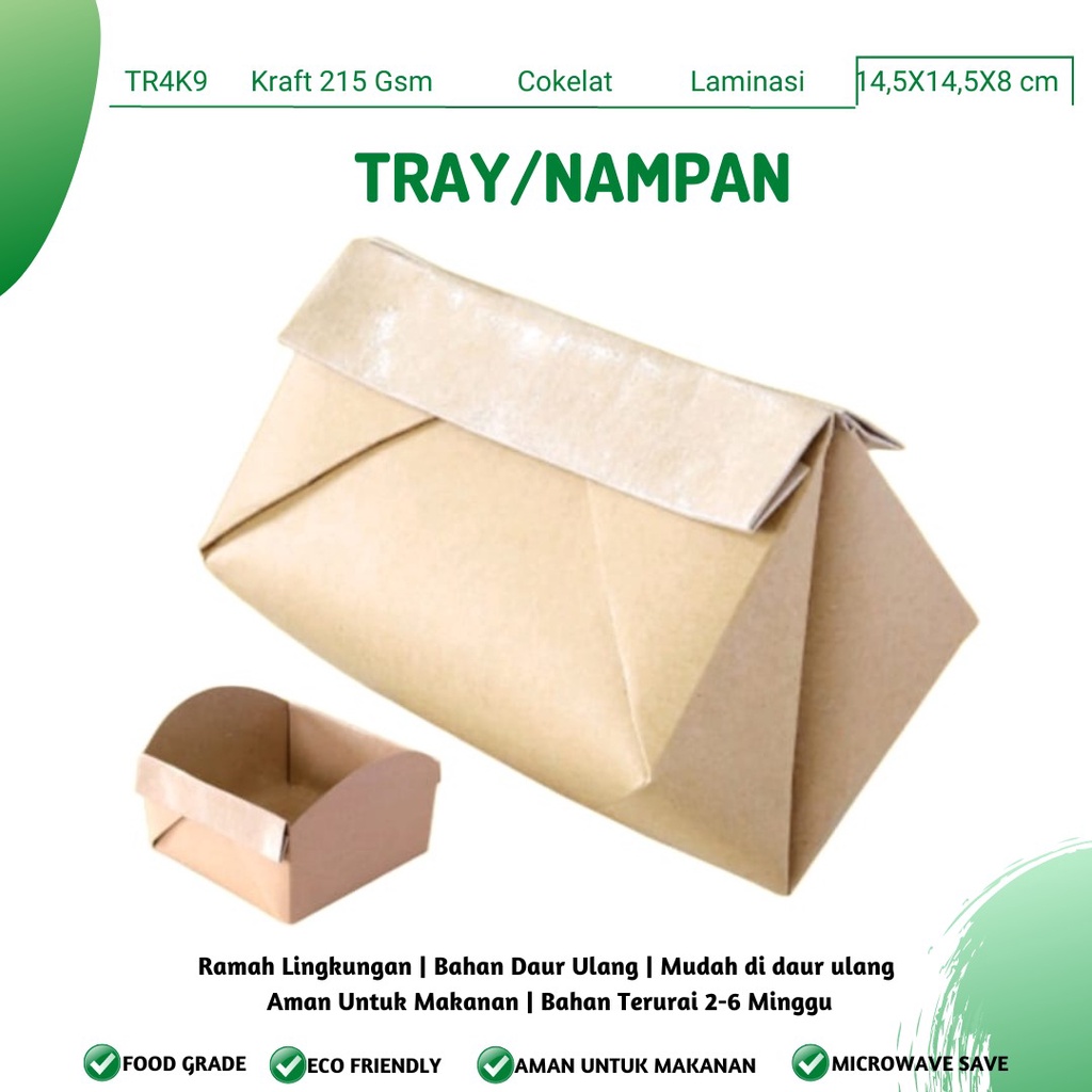 Tray Food Paper Tray Bungkus Nasi (TR4K9-14.5X14.5X8 Cm)