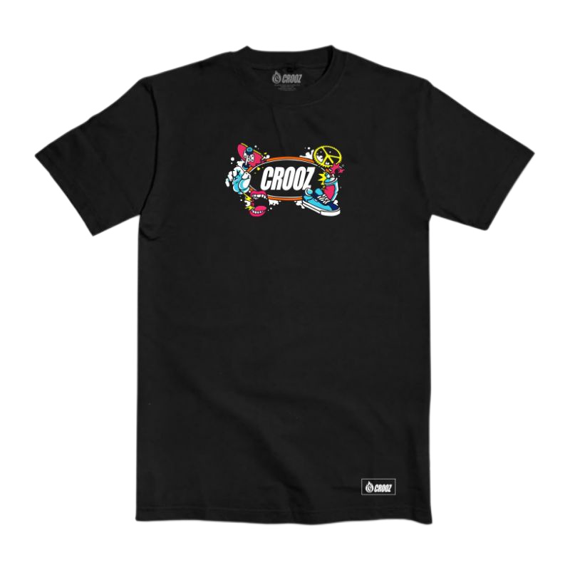 CROOZ T-Shirt Skate / Kaos Hitam Crooz / Kaos Kasual - A09