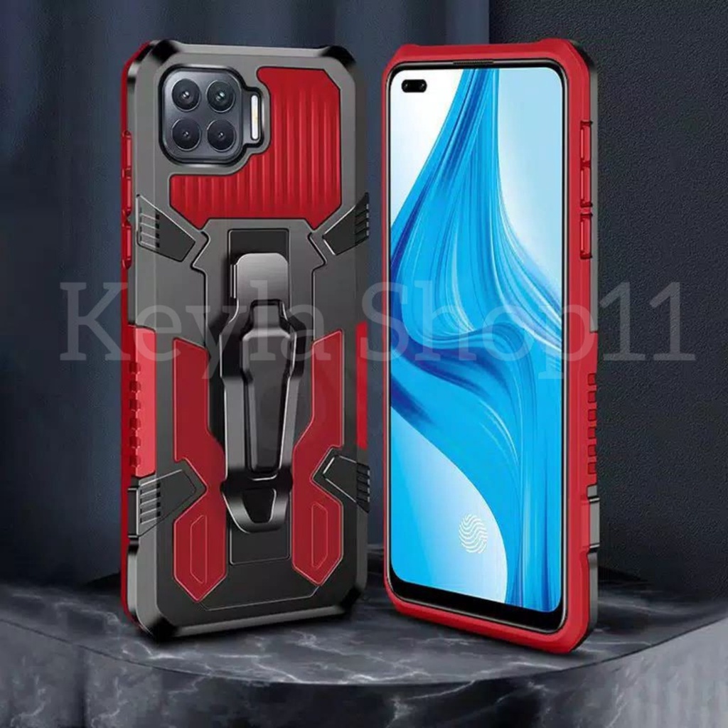 Case Belt Clip Untuk OPPO RENO 4F Hard Case Armor Belt Clip Kick Stand Cover Casing HP