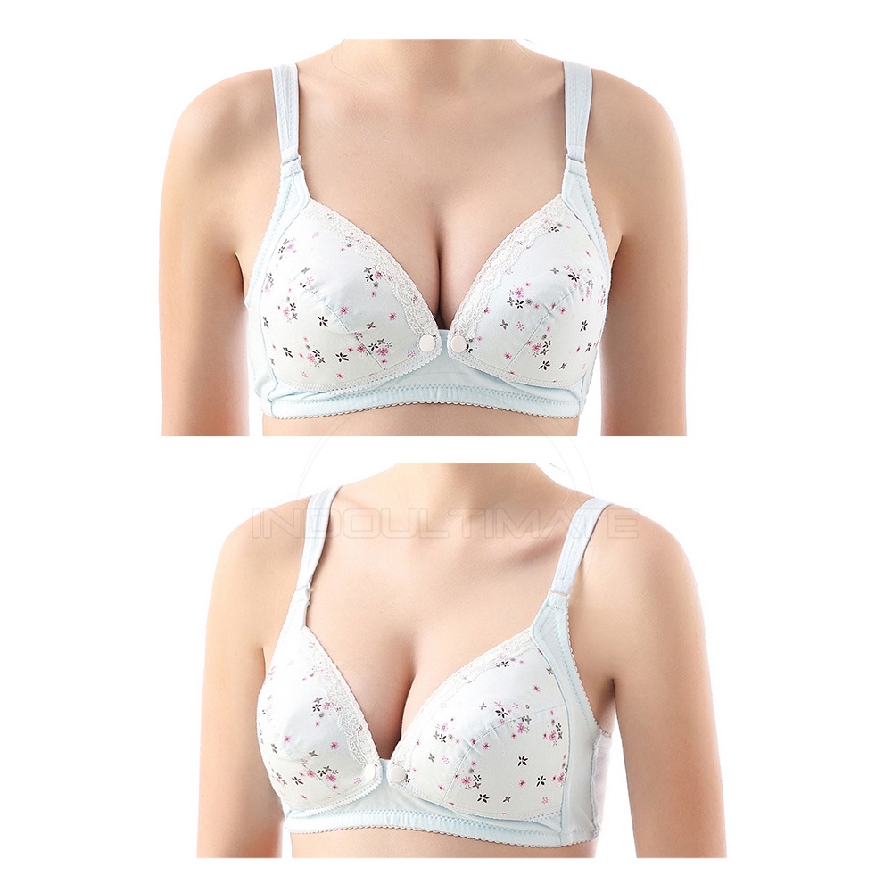 1 Pcs Bra Menyusui Tanpa Kawat Bra Menyusui Kancing Depan BH Menyusui Bayi Pakaian Dalam Wanita Cewek Perempuan Nursing Bra Maternity Bra Ibu Menyusui Bra Motif Motif  BIM-19